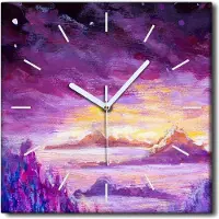 Coloray Uhr auf Leinwand 30x30 cm Wand Uhr Dekoration Wohnzimmer Segeltuch weiße Zeiger -Berge der Insel Natur