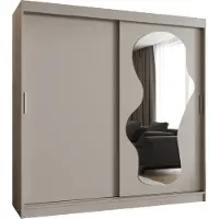 MEBLE KRYSPOL ULTRA 200 Kleiderschrank mit zwei Schiebetüren für Schlafzimmer – moderner Aufbewahrungsschrank mit Kleiderstange und Regalen – 200x200x62cm - Kaschmir