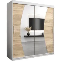 MEBLE KRYSPOL Kleiderschrank, Schiebetürenschrank Schlafzimmer, Schrank mit Spiegel WAVE 180 cm