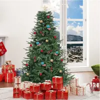 BALCONERA 152cm Künstlicher Weihnachtsbaum, ca. 450 Spitzen PE Spritzguss & PVC, Naturgetreu Tannenbaum mit Metallständer & Klappsystem-Rahmen, Schnellaufbau, 152 x 75cm
