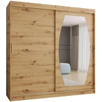 MEBLE KRYSPOL Kryspol - Kleiderschrank mit Spiegel, 200 cmx200x62cm, 2 Tür, ROSSA 200, Artisan Eiche
