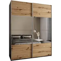 MEBLE KRYSPOL LUX 4 Schrank - 245,5x200x64cm - Schwarz, Artisan, Silber