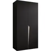 MEBLE KRYSPOL Schrank 100x202x52 cm mit Kleiderstange, 2xTür, PIANO, Schwarz, Griff Kaschmir