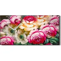 Coloray Wandbild Leinwand Bilder mit Uhr Geräuschlos 60x30 Abstrakte Kunst Blumen - weiße Hände