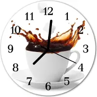 Tulup Glasuhr Wanduhr Küchenuhr Echt-Glas 30fi cm Kaffee weiß