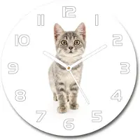 Tulup Wanduhr aus Glas 30fi Glasbild Glasuhr Gehärtetes Glas - weisse-zeiger - Gray cat