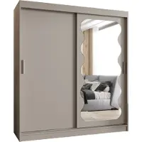 MEBLE KRYSPOL SPOTI 180 Kleiderschrank mit zwei Schiebetüren für Schlafzimmer – moderner Aufbewahrungsschrank mit Kleiderstange und Regalen – 180x200x62cm - Kaschmir