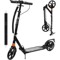 Europebazar Habib Hochwertiger Tretroller für Erwachsene – Höhenverstellbar, Klappbar, Doppel-Federung, Robust & Komfortabel – Cityroller Schwarz