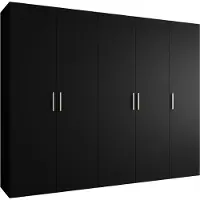 MEBLE KRYSPOL Schrank 250x202x52 cm mit Kleiderstange, 5xTür, BARI, Schwarz, Griff Silber