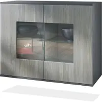 Vladon Kommode Grömitz V3, Moderner Küchenschrank mit 2 großen Glastüren Anthrazit matt / Avola-Anthrazit (92,5 x 73.5 x 35)