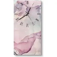 DEQORI Glasuhr 30x60 cm Römisch 'Elegante Farbströme' Wanduhr Glas Uhr Design leise Küchenuhr