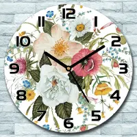 Coloray Wanduhr aus Glas Rund fi 30 Blumen Blumenstrauß Quarz Deko Schlafzimmer Büro