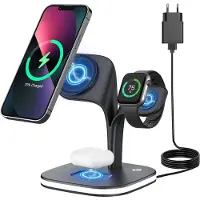 Welikera 4-in-1 Ladegerät mit Nachtlicht,23W Magnetische Ladestation für Apple Wireless Charger