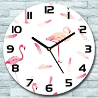 Coloray Wanduhr aus Glas Rund fi 30 Flamingo Quarz Deko Schlafzimmer Büro