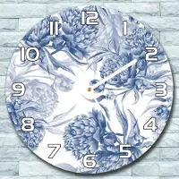 Coloray Wanduhr aus Glas Rund fi 30 Blaue Pfingstrosen Quarz Deko Schlafzimmer Büro