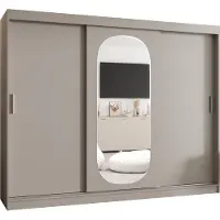 MEBLE KRYSPOL ROYAL 250 Kleiderschrank mit drei Schiebetüren für Schlafzimmer – moderner Aufbewahrungsschrank mit Kleiderstange und Regalen – 250x200x62cm - Kaschmir