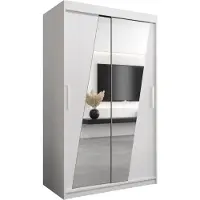 MEBLE KRYSPOL Kleiderschrank, Schiebetürenschrank Schlafzimmer, Schrank mit Spiegel RHOMB 120 cm