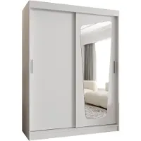 MEBLE KRYSPOL Kryspol - Kleiderschrank mit Spiegel, 150 cmx200x62cm, 2 Tür, MOKA 150, Weiß