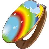 Banjado Design WC Sitz Bambus Absenkautomatik -Regenbogen - Toilettendeckel mit Absenkautomatik Holz/hochwertiger Bambus Klodeckel/WC-Sitz für alle gängigen Toiletten [TDB2 10232]
