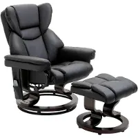 SUGIFT Relaxsessel 360° drehbar, Massagesessel mit Hocker & 10 Massagepunkten, Fernsehsessel Kunstleder, Schwarz | bis 160 kg | 79x82x101 cm | 145° neigbar