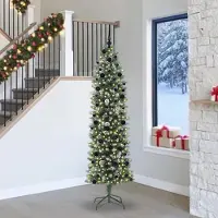 Prolenta Maison Exclusive - Künstlicher schlanker Weihnachtsbaum Grün und Weiß 240 cm