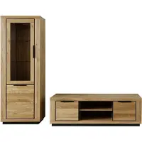 Freiraum Wohnwand >Greno< (2-teilig) in Wildeiche - 235x200x54 (BxHxT)