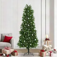 vidaXL Cloris DesignMöbel Weihnachtsbaum mit 300 LEDs mit Ständer Grün 240 cm PE - Künstliche Weihnachtsbäume DE2792455