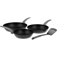 Gräwe Aluminium-Pfannenset, Ø 20 cm, Ø 24 cm, Ø 28 cm, beschichtet, 3-teilig, inkl. Pfannenwender