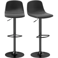 HOMCOM 2er-Set Barhocker, Barstühle mit Kunstlederbezug, drehbar, Schwarz