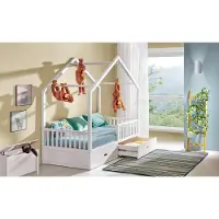 FURMEB Patryk Hojka FurMeb24 - Kinderbett , Hausbett WIKTOR - fur 1 Kind , Schubladen , aus Kieferholz