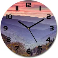 Tulup Wanduhr aus Glas 30fi Glasbild Glasuhr Gehärtetes Glas - schwarze-zeiger - Sunset mountains