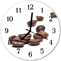 Tulup Glasuhr Wanduhr Küchenuhr Echt-Glas 30fi cm Kaffeebohnen braun