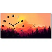 Tulup Wanduhr aus Glas – 60x30 cm - Glasbild - Glasuhr - Gehärtetes Glas - schwarze-zeiger - Berglandschaft