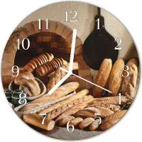 Tulup Glasuhr Wanduhr Küchenuhr Echt-Glas 30fi cm Brot braun