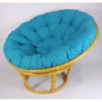 Rattani Rattan Papasansessel , Papasan Durchmesser 110 cm, Fb. Honig, Polster Uni Living 454 türkis