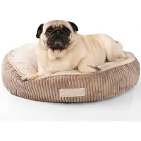 DOTTY Kuscheliges Plüschbett Hundebett Katzenbett - weiches rundes PLÜSCH Kissen für kleine und mittelgroße Hunde und Katzen Schlafplatz Größe M 60 cm