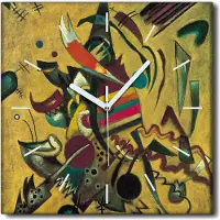 Coloray Uhr auf Leinwand 30x30 cm Wand Uhr Dekoration Wohnzimmer Segeltuch weiße Zeiger -Wassily Kandinsky.