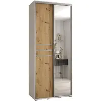 MEBLE KRYSPOL Cannes 11 Schrank mit 2 Schiebetüren - 205,2x120x60 cm - Weiß Artisan Silber