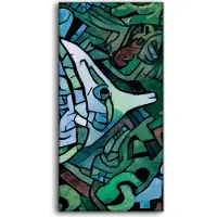 Coloray Wandkunst Leinwand Bild Uhr Geräuschlos 30x60 Gemälde Abstrakte Tier Fisch Kunst - schwarze Hände