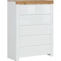 Petits-meubles Kommode Hella mit 6 Schubladen, Weiß und Holzoptik, 98cm