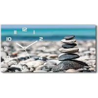 Tulup Wanduhr aus Glas – 60x30 cm - Glasbild - Glasuhr - Gehärtetes Glas - weisse-zeiger - Ein Haufen von Steinen