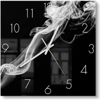 DEQORI Glasuhr 30x30 cm Zahlen 'Ätherische Eleganz' Wanduhr Glas Uhr Design leise Küchenuhr