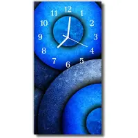 Tulup Glasuhr Wanduhr Küchenuhr Echt-Glas 30x60 Räder Blau