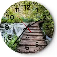ARTTOR Wanduhr - Rund - Glasuhr - Nationalpark Natur Kieselsteine - 30x30cm - Schleichendes Uhrwerk - Lautlos - zum Aufhängen bereit - Dekoration Modern - Wanddekoration aus Glas - C4AR30x30-0355