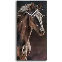 Coloray Küchenuhr Bürouhr Leinwand Uhr 30x60 Gemälde Abstrakte Tier Pferd Kunst - weiße Hände