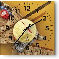 ARTTOR Wanduhr - Quadrat - Glasuhr - Asiatisch Boot Brücke - 40x40cm - Schleichendes Uhrwerk - Lautlos - zum Aufhängen bereit - Dekoration Modern - Wanddekoration aus Glas - C4AC40x40-4844
