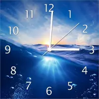 Wallario Design Wanduhr Wellen im Meer bei Sonnenuntergang aus Echtglas, Größe 30 x 30 cm