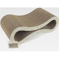 Markenlos Kartonkratzer KAMARI 40x23x16 cm - Doppelseitig Profilierter Wellpappe Scratcher mit Katzenminze, Umweltfreundliche Bett- und Kratzmatte, Komfortable Katzen-Panel