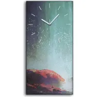 Coloray Dekor Leinwand Uhr Wandbilder 30x60 Frau mit einem Regenschirm Wasserfall - weiße Hände