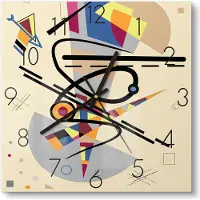 DEQORI Glasuhr 30x30 cm Zahlen 'Dreiecksgebilde' Wanduhr Glas Uhr Design leise